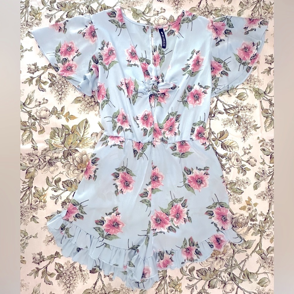 DESIGN LAB Floral Blue Romper